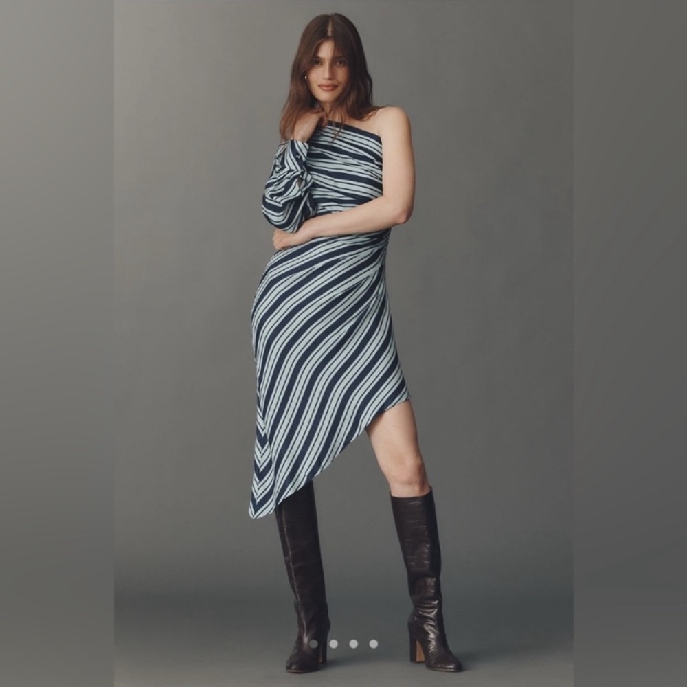 Striped One-Shoulder Dress